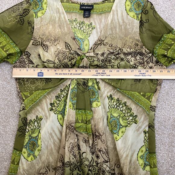 Lane Bryant Floral Tie Front Split Sleeve Blouse Womens Size 14/16 1X Fairycore - Picture 10 of 12